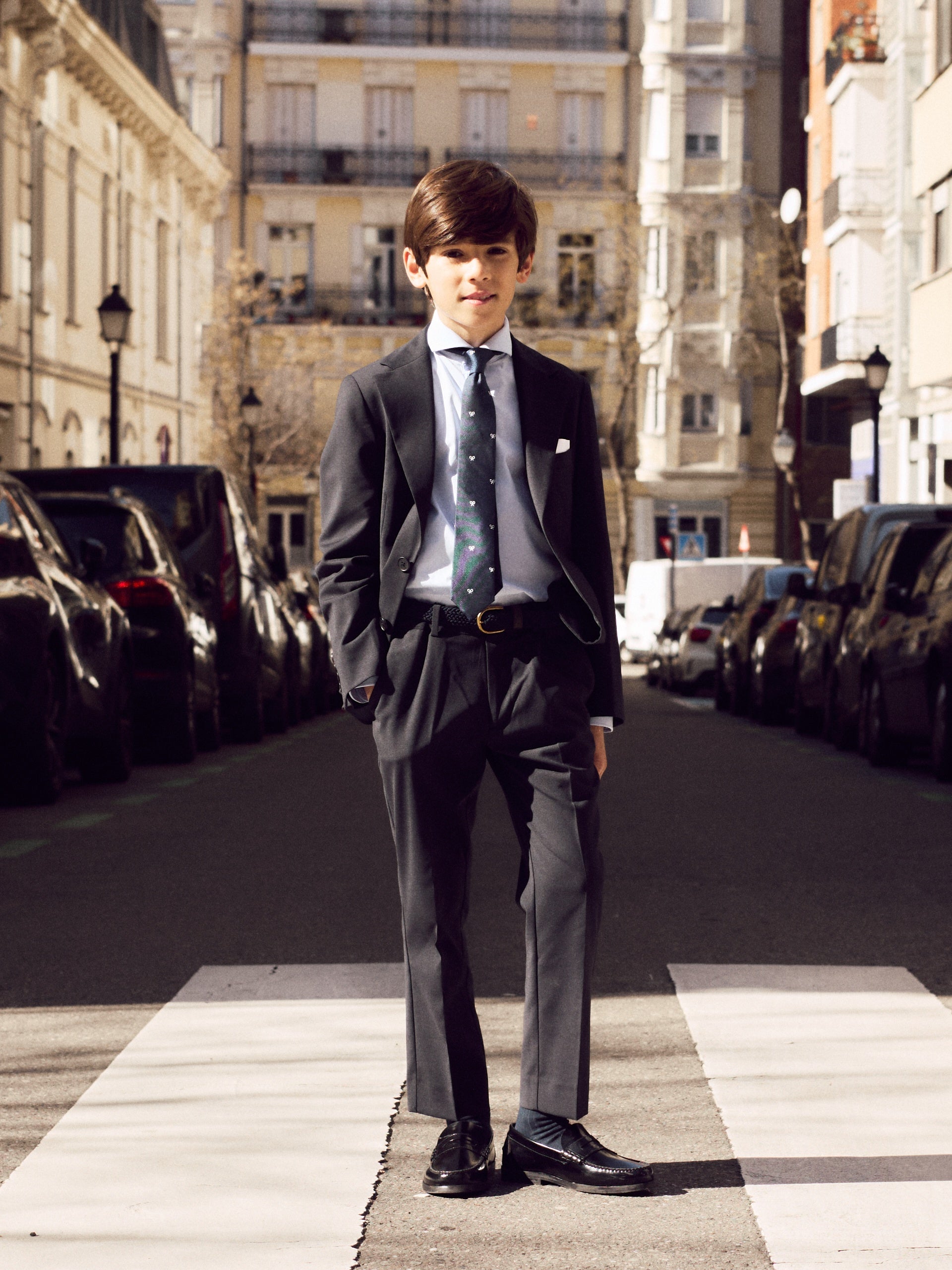 Calças de fato criança azul-marinho