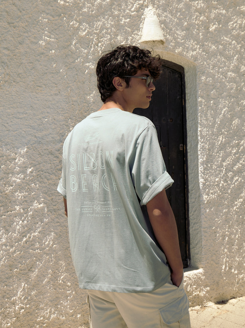 Camiseta special fit Silbon sunset party aguamarina