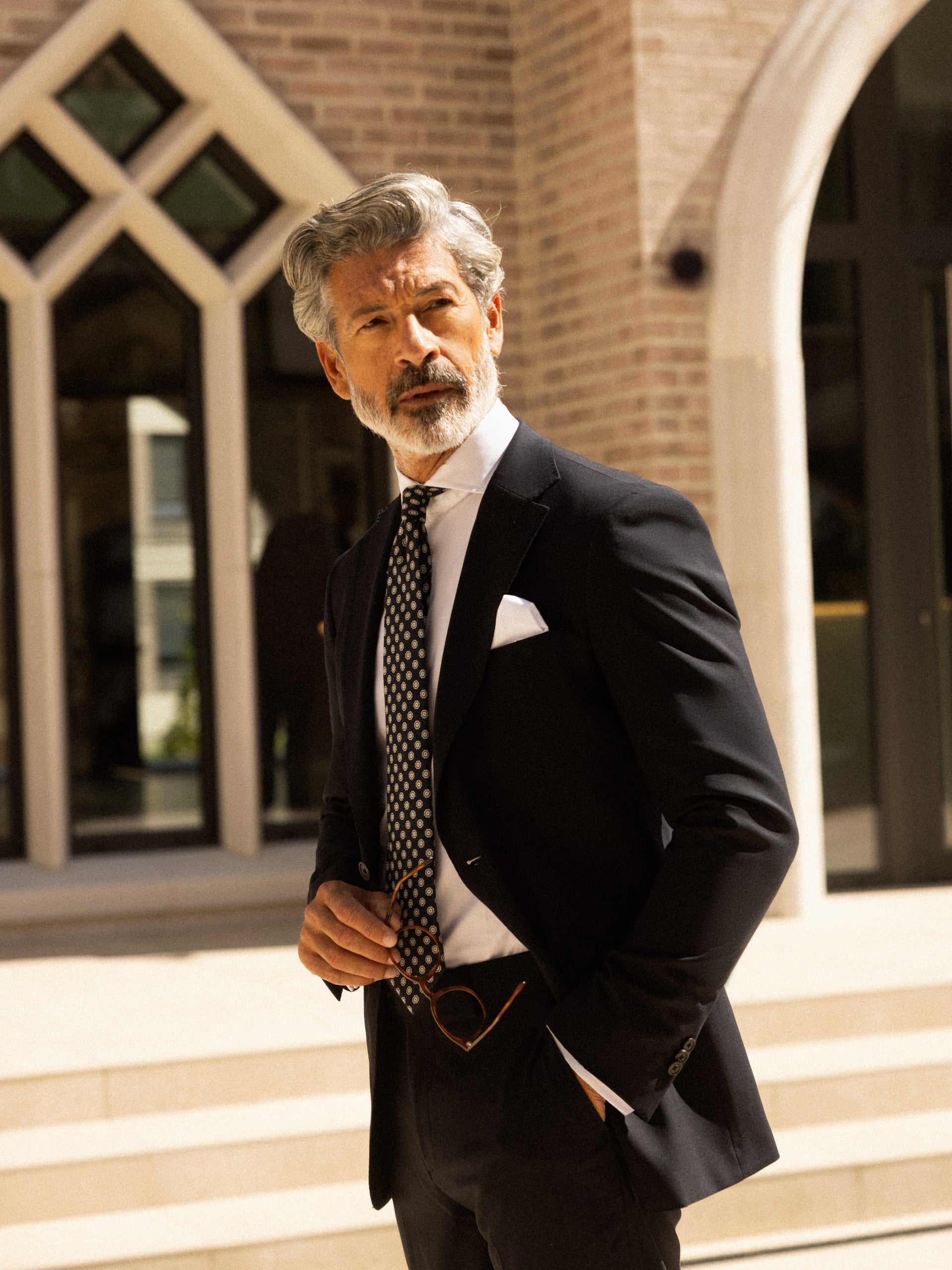 Natural stretch dark navy suit jacket