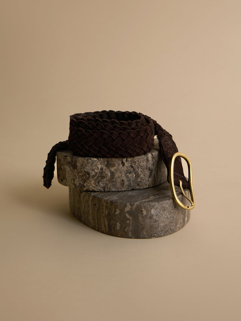 Braided suede leather belt