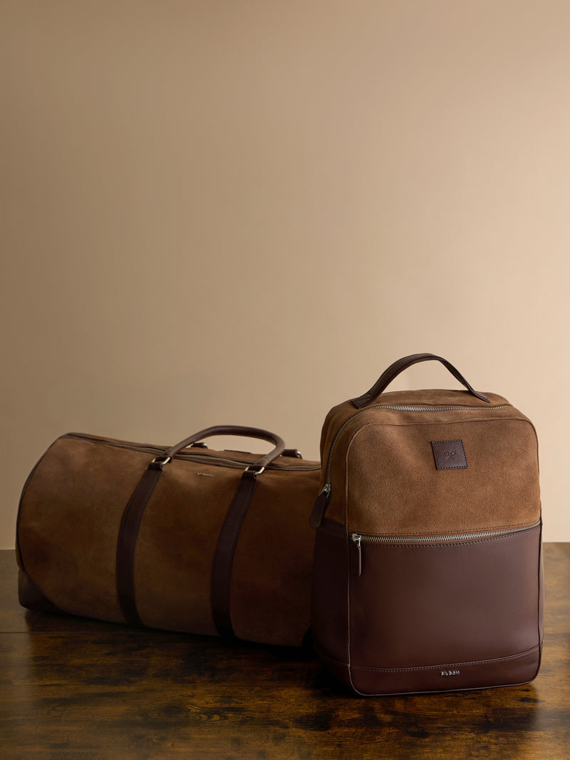Dark brown leather business travel bag