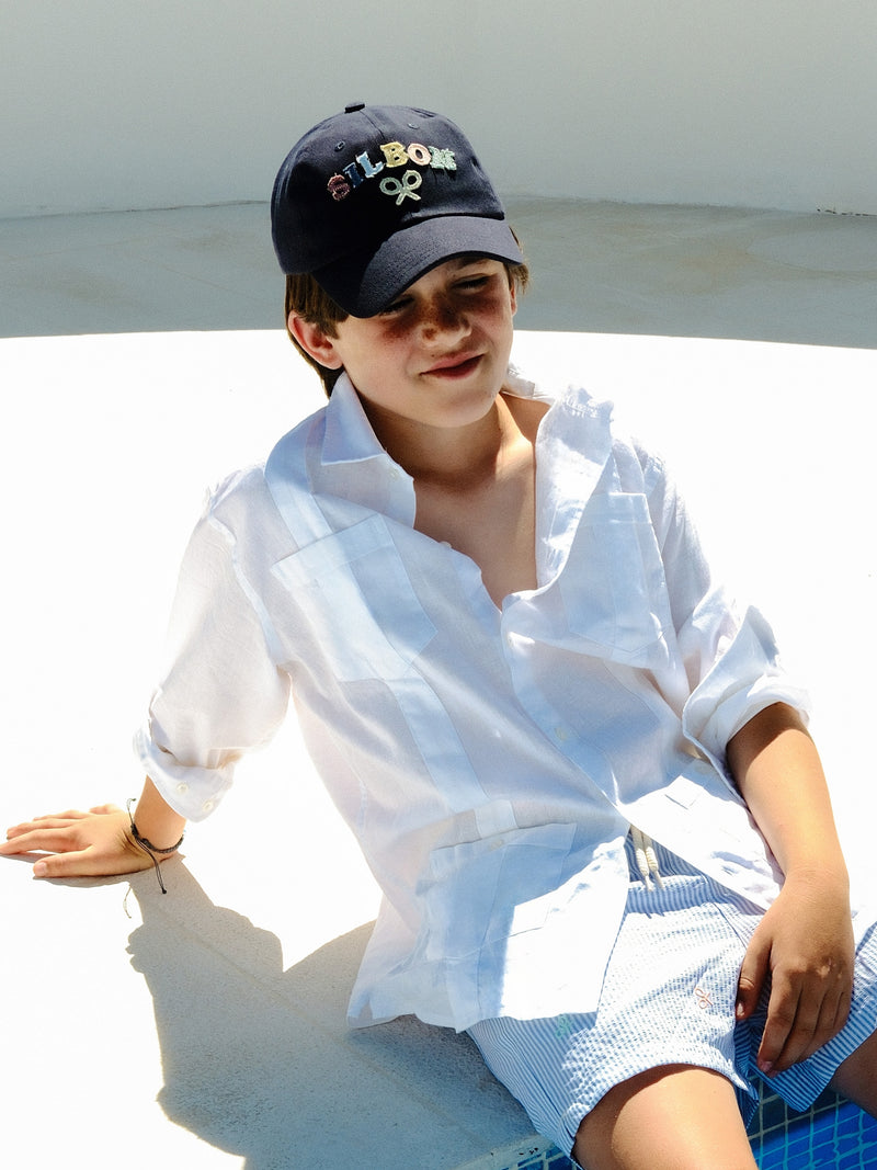Guayabera sport kids lino blanco