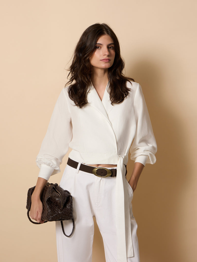 Camisa unique cruzada lazada blanco