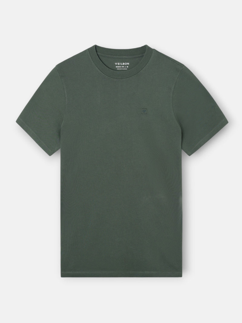 Camiseta lisa minilogo parche khaki
