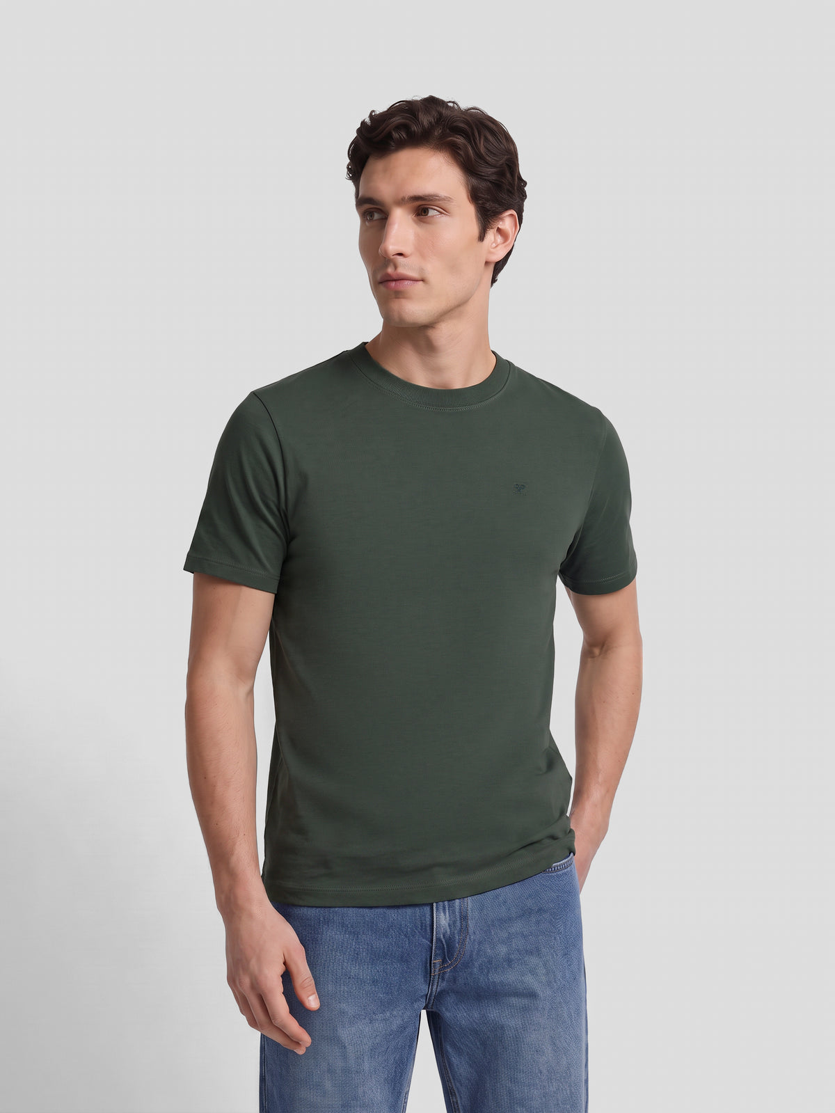 Camiseta lisa minilogo parche khaki