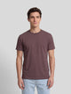 Plain t-shirt with mini logo patch in burgundy