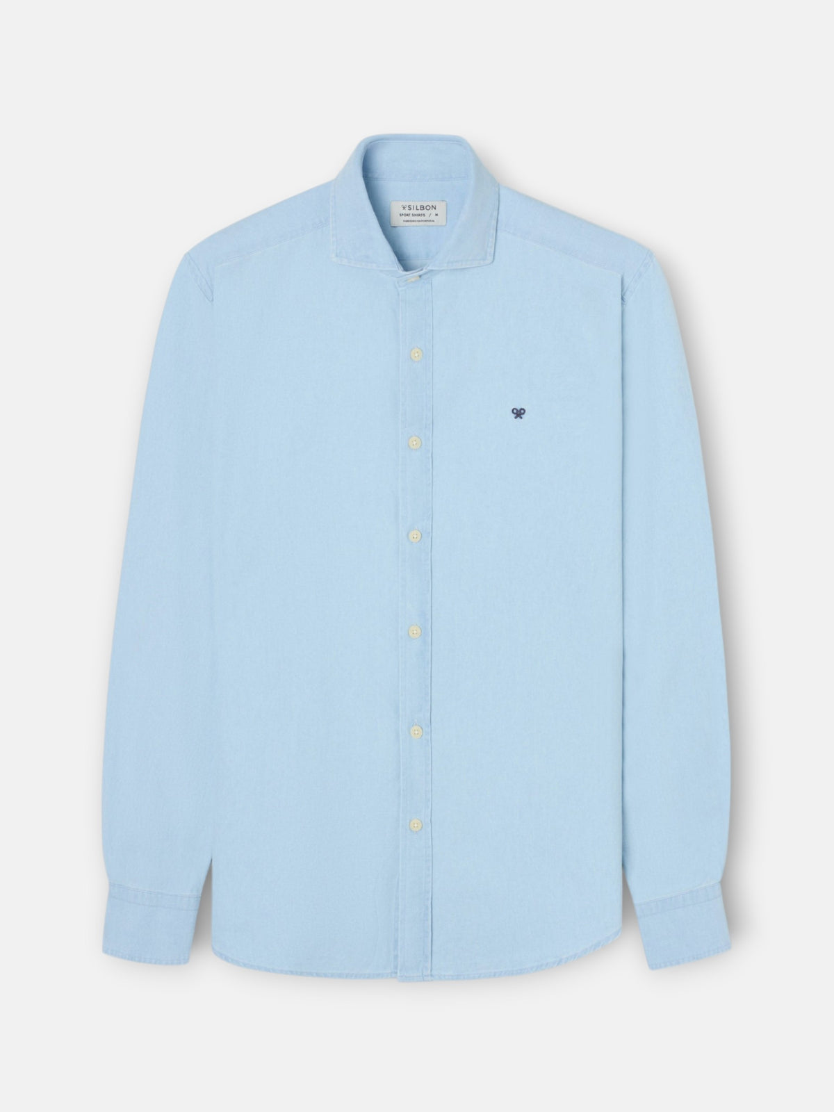 Chemise sport en denim col cutaway bleu clair