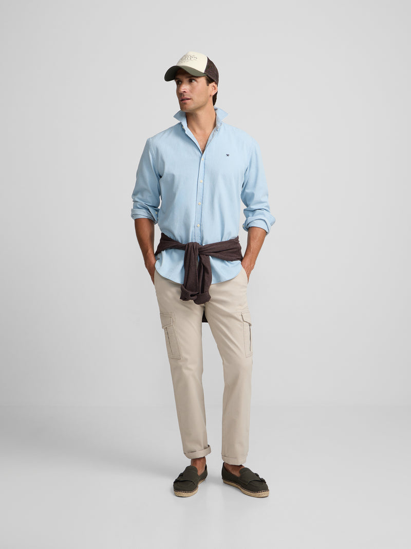 Camisa sport denim cutaway azul claro