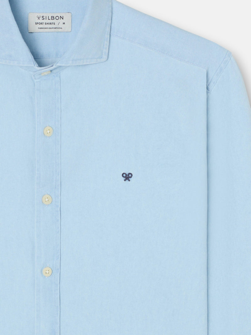 Camisa sport denim cutaway azul claro