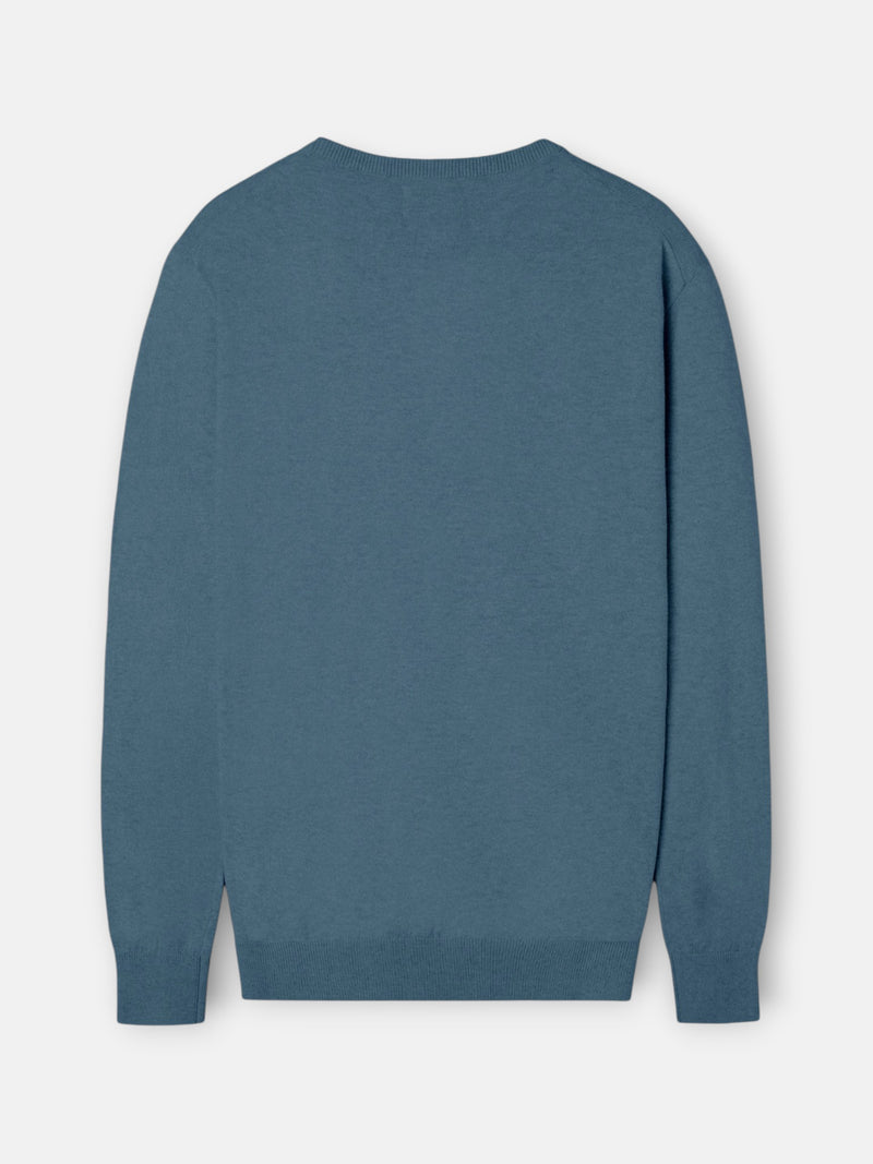 Pull col rond bleu gris