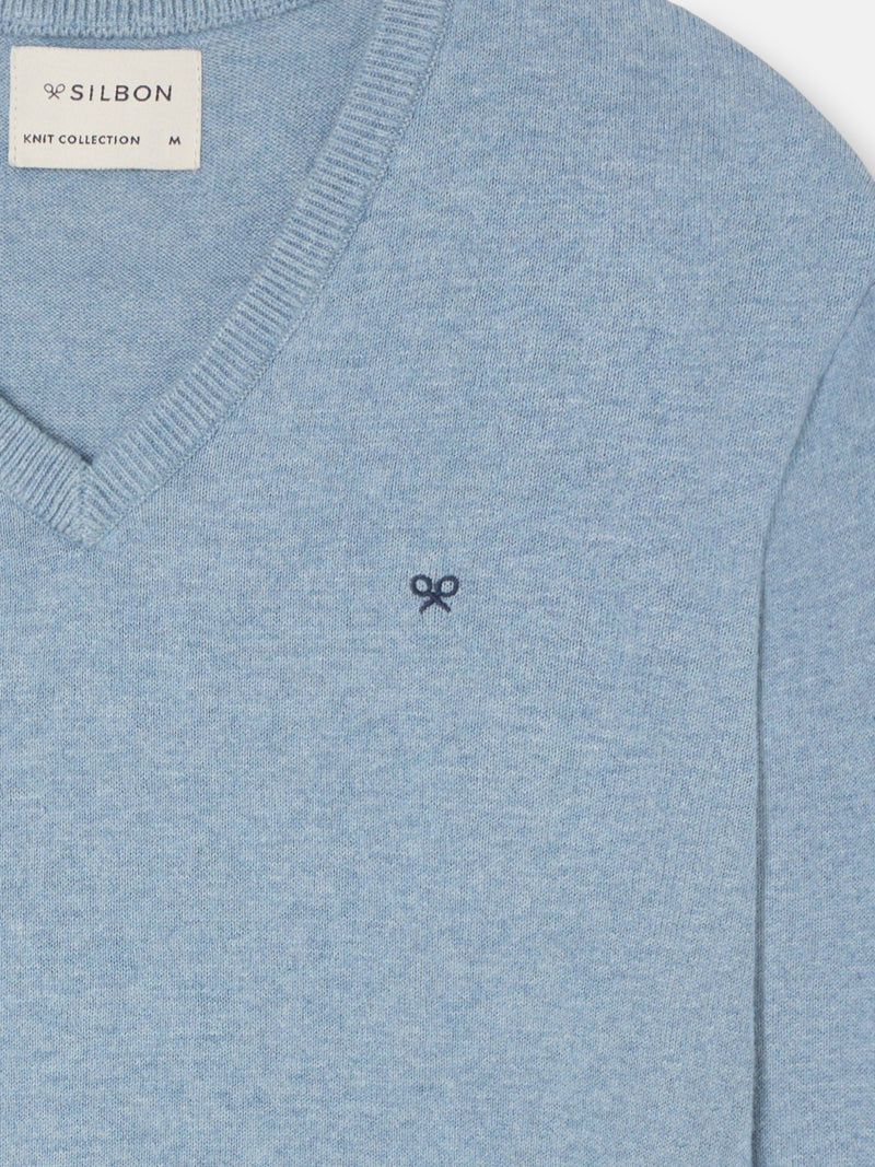 Jersey cuello pico azul