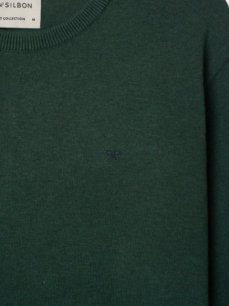 Pull à col rond vert foncé