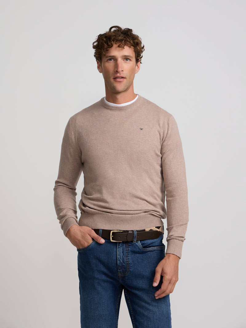 Jersey cuello redondo beige claro