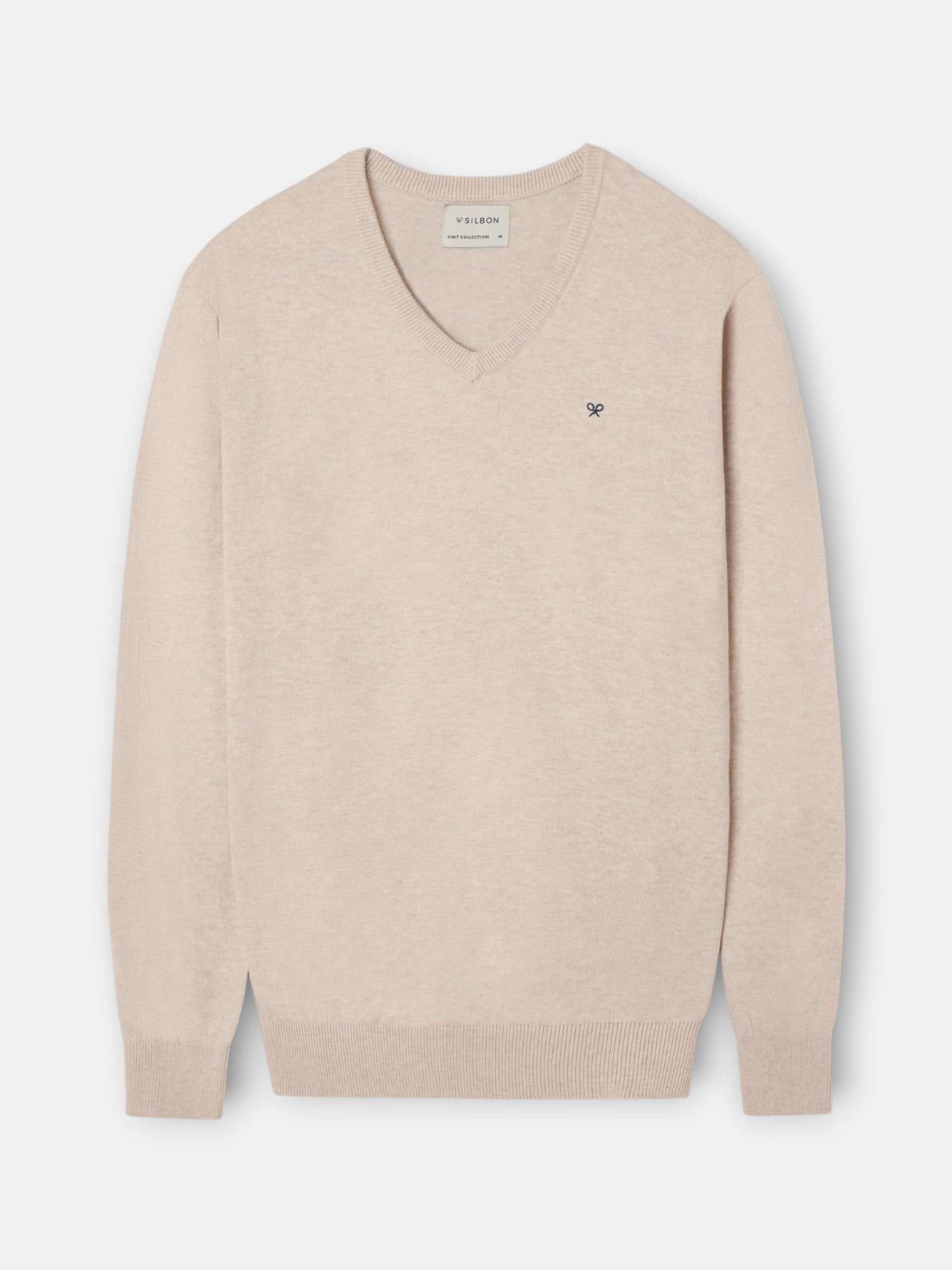 Jersey cuello pico beige