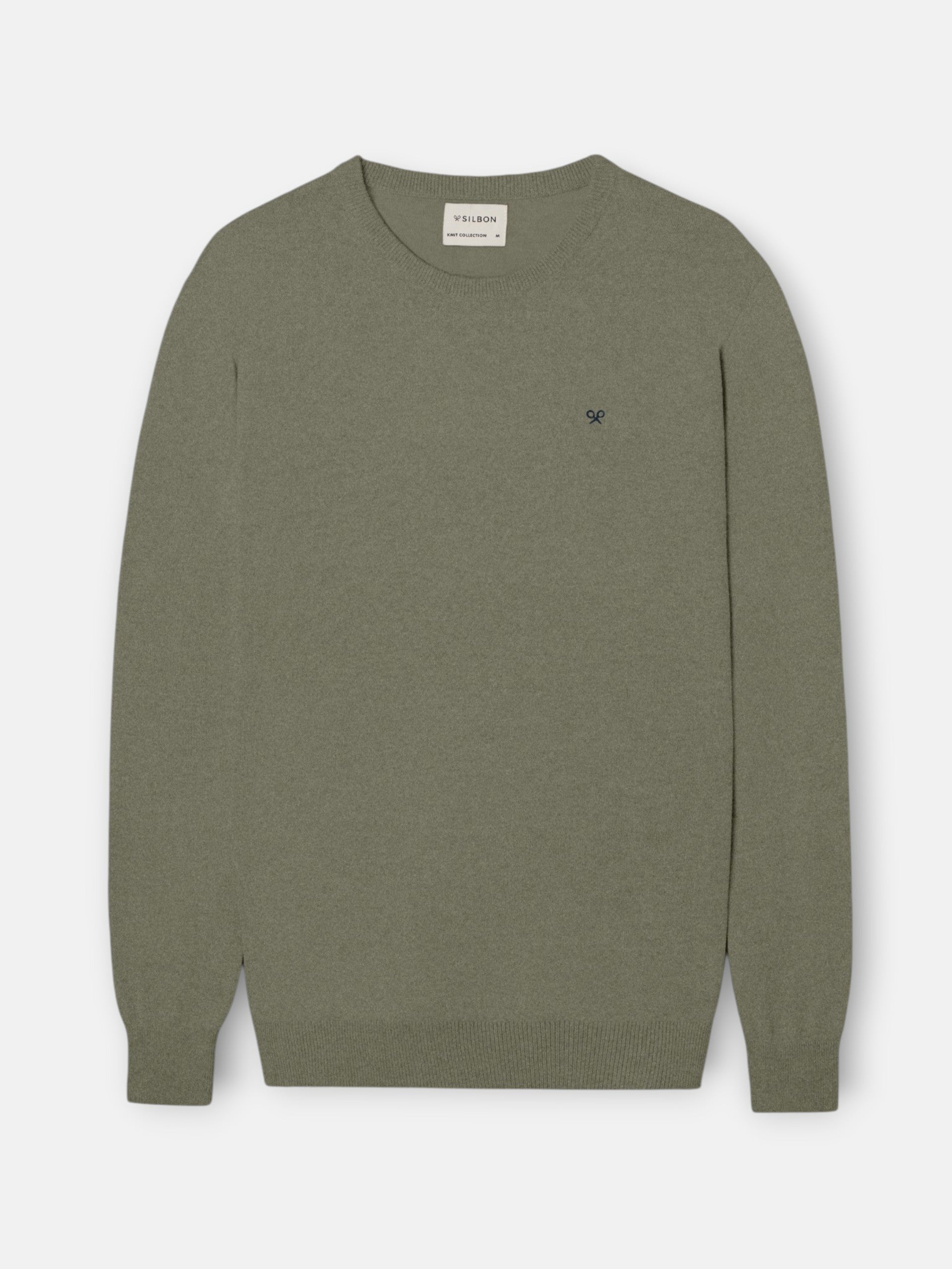 Jersey cuello redondo verde gris