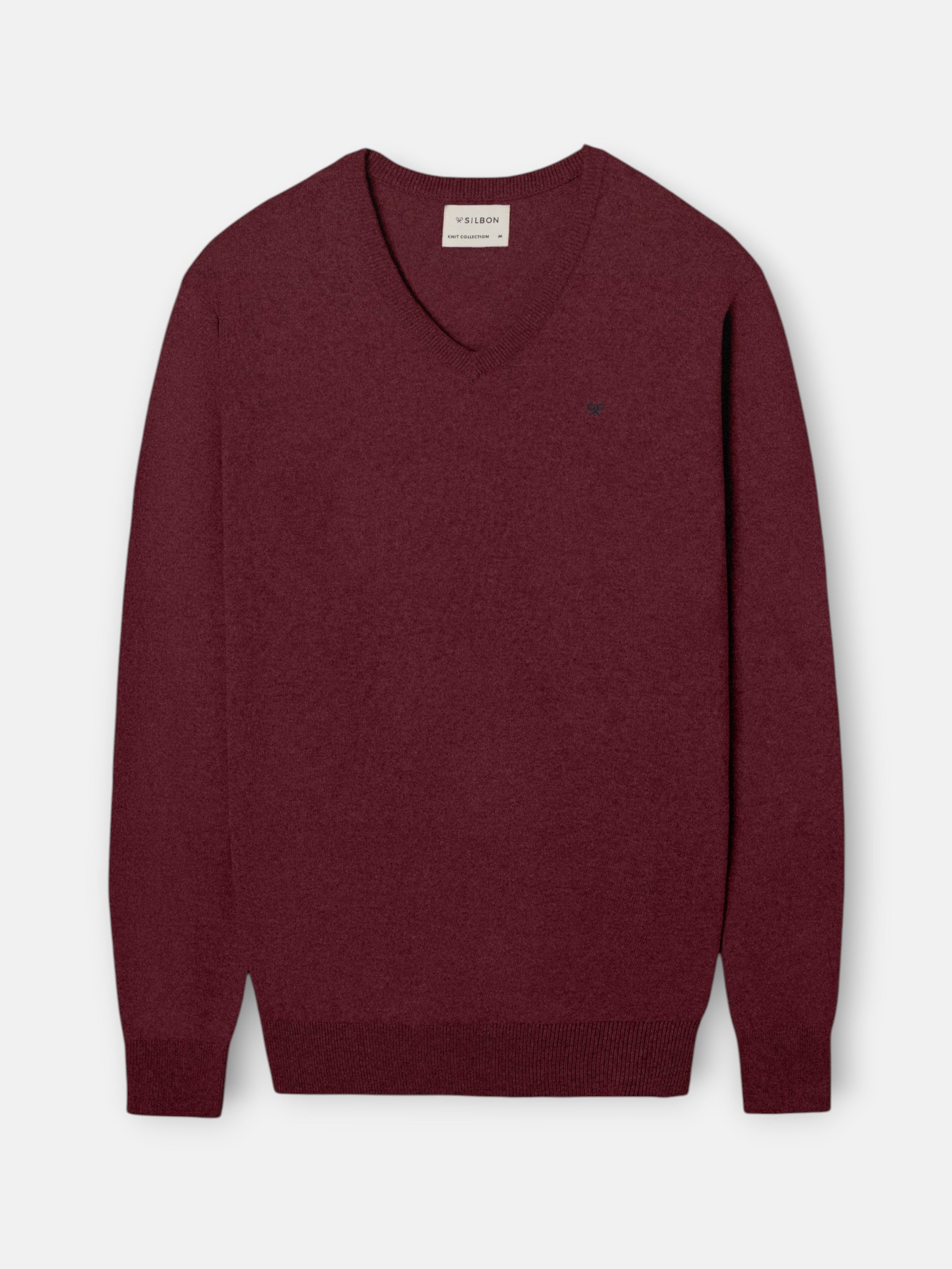 Jersey cuello pico burdeos