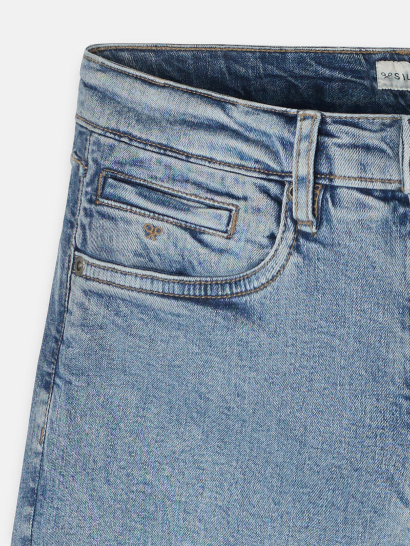 Medium blue denim sport trousers