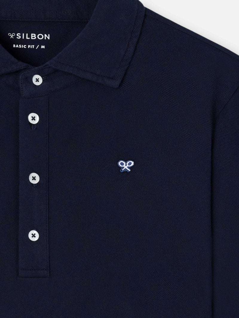 Polo manga larga azul marino