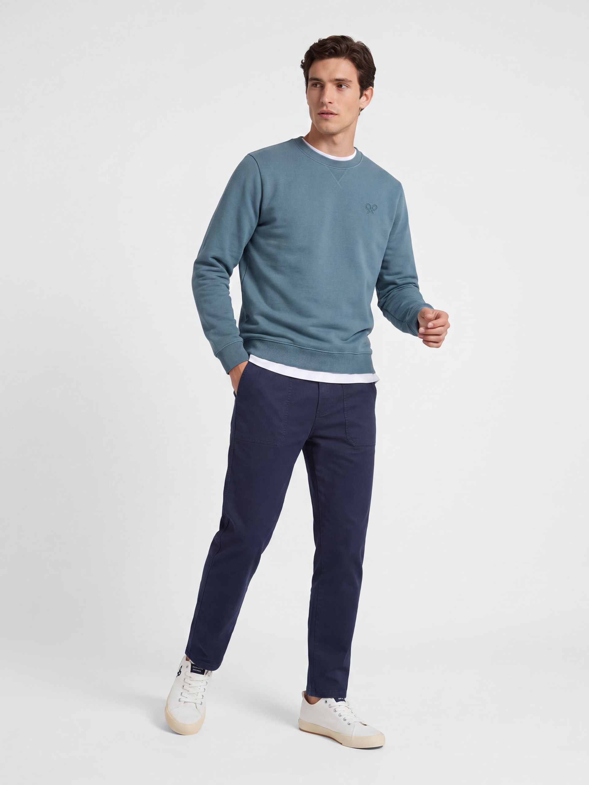 Petroleum embossed racket sweatshirt