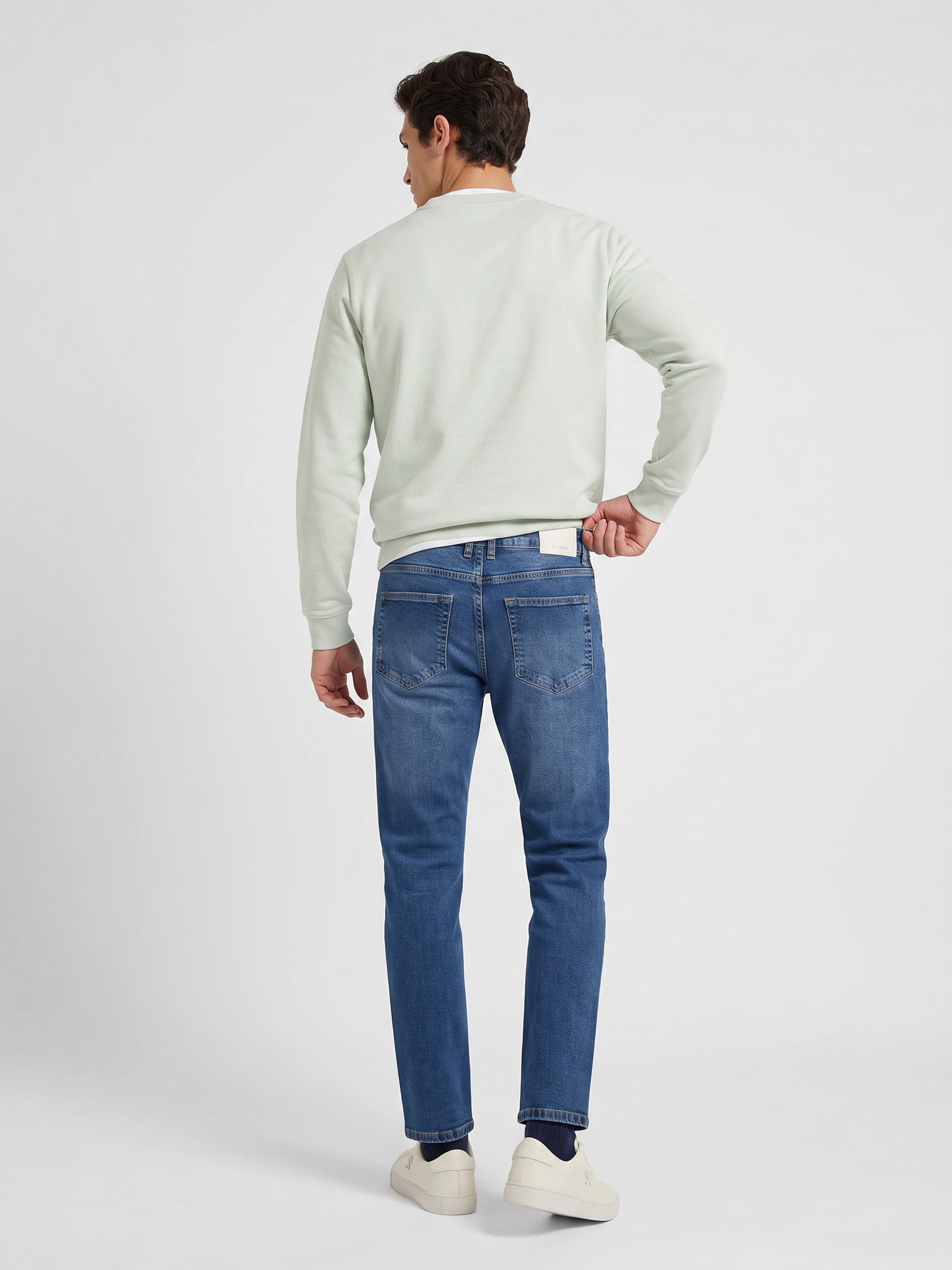 Sweat-shirt uni minilogo éponge vert clair