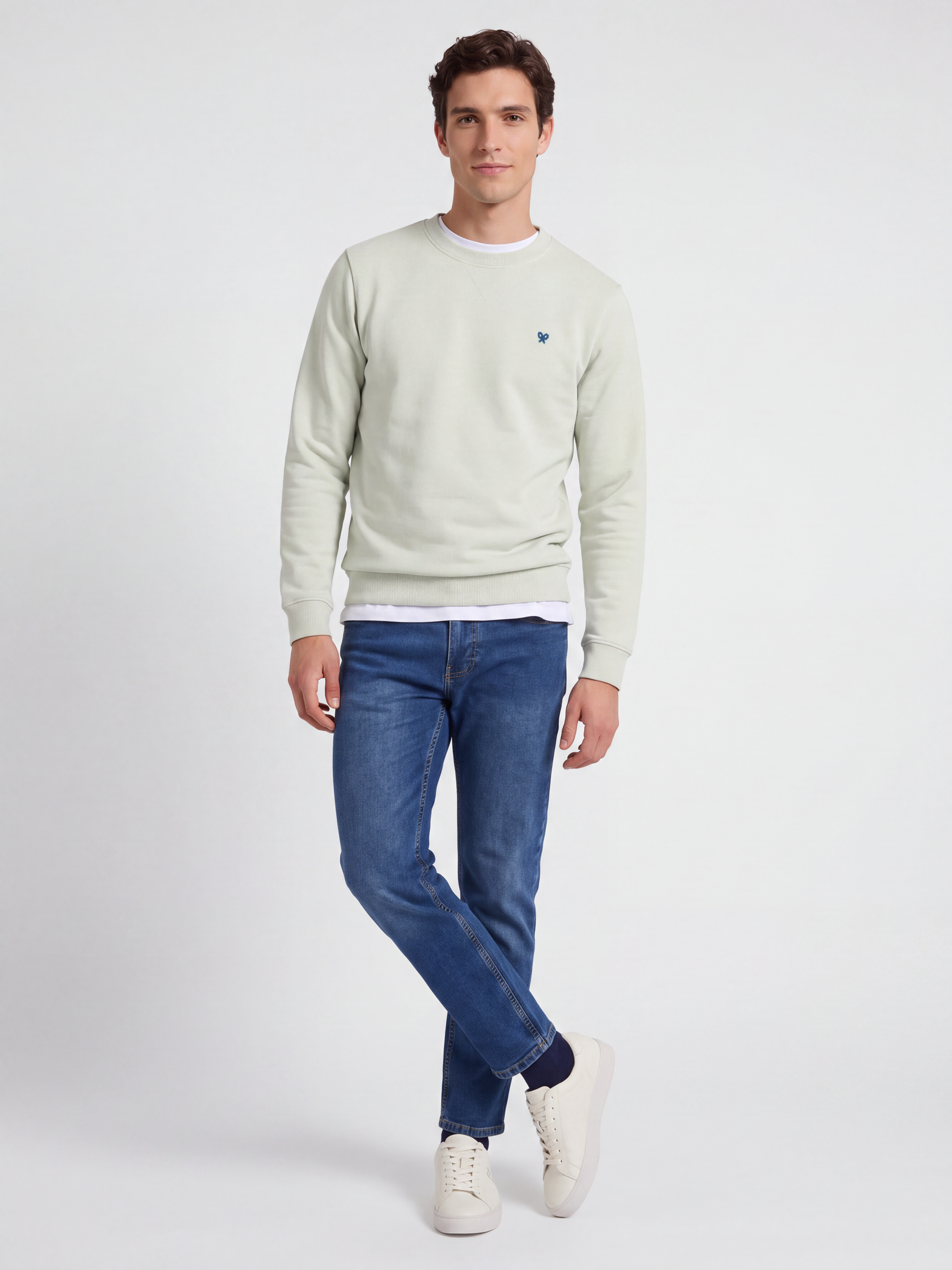 Sweat-shirt uni minilogo éponge vert clair