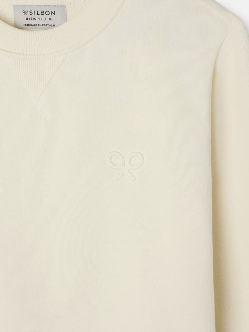 Sudadera raqueta relieve crema