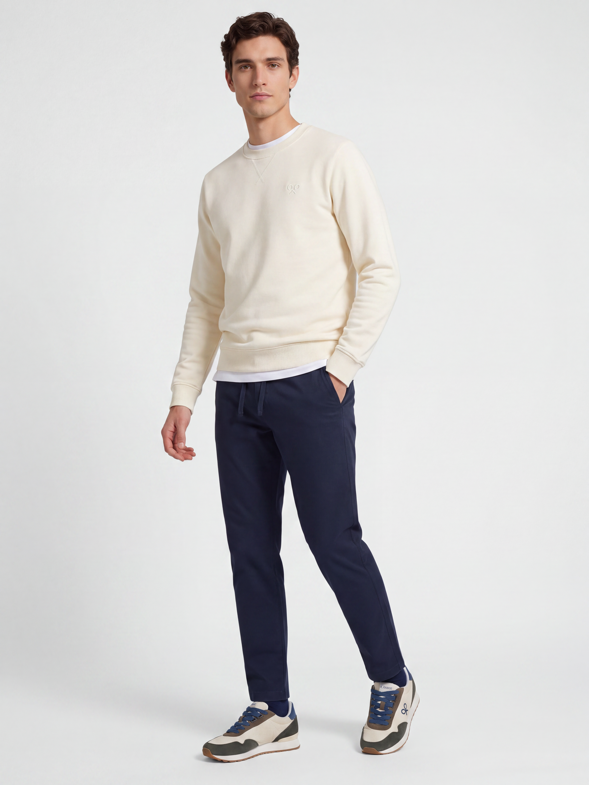 Sudadera raqueta relieve crema