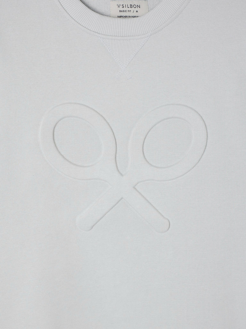 Sudadera clasica logo relieve gris claro