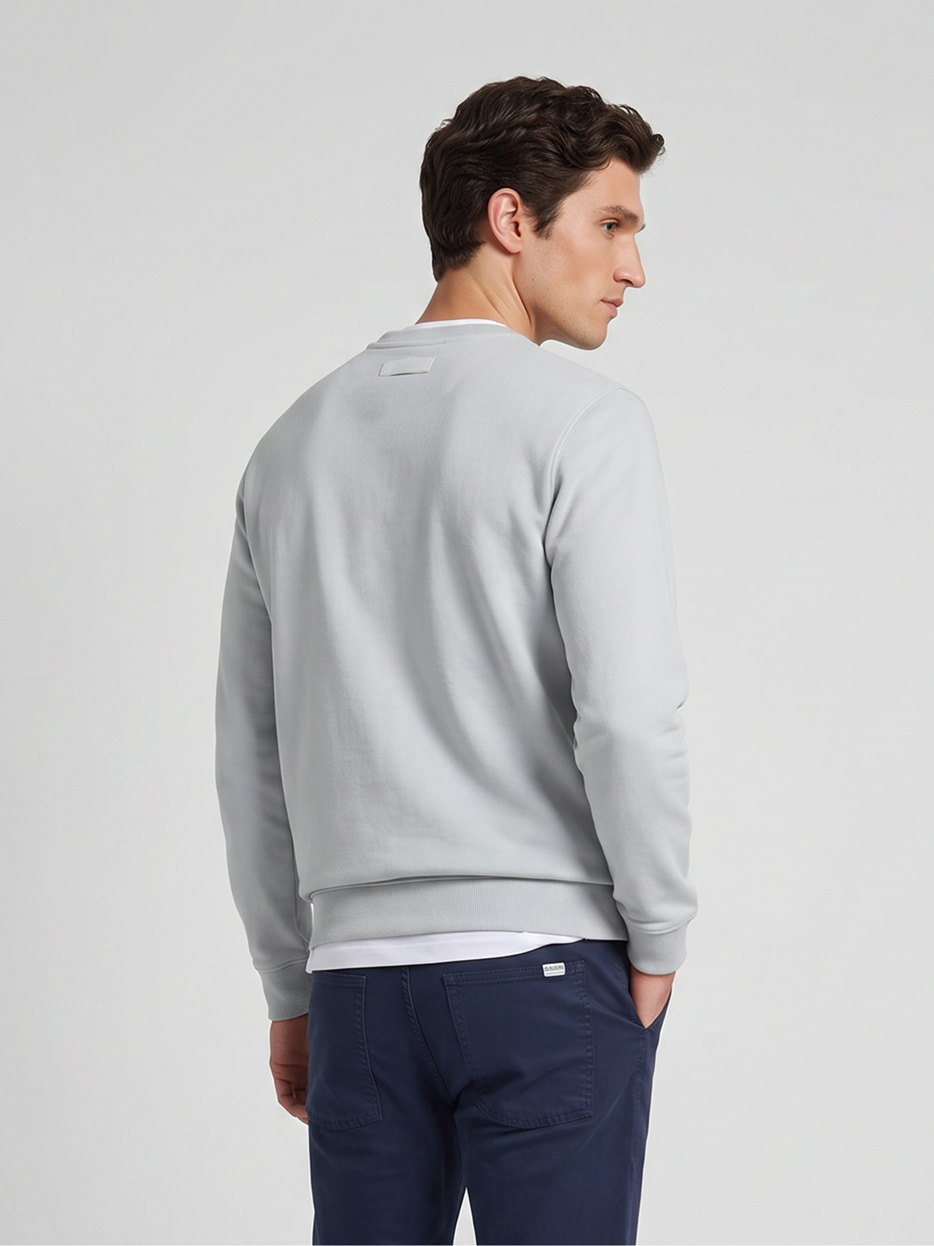 Sudadera clasica logo relieve gris claro