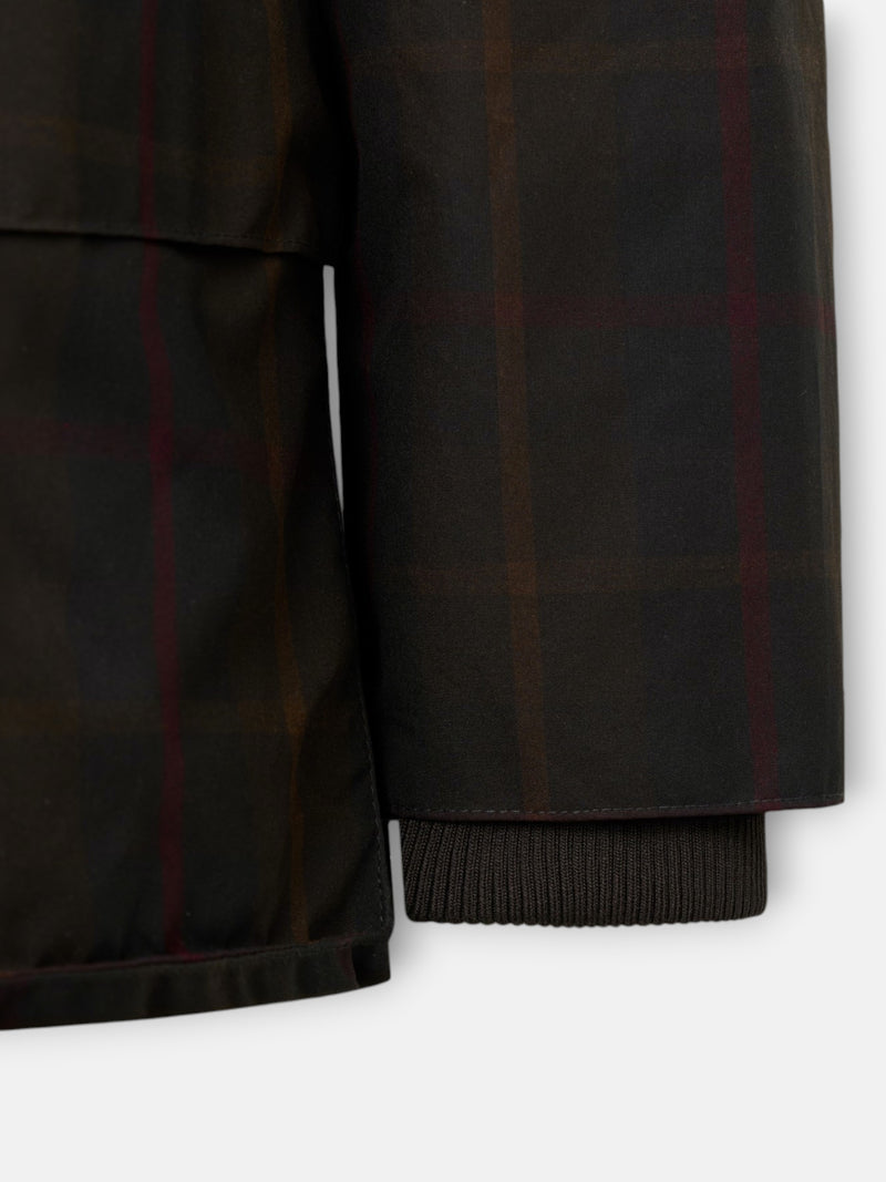 Abrigo encerado tartan lineas verde