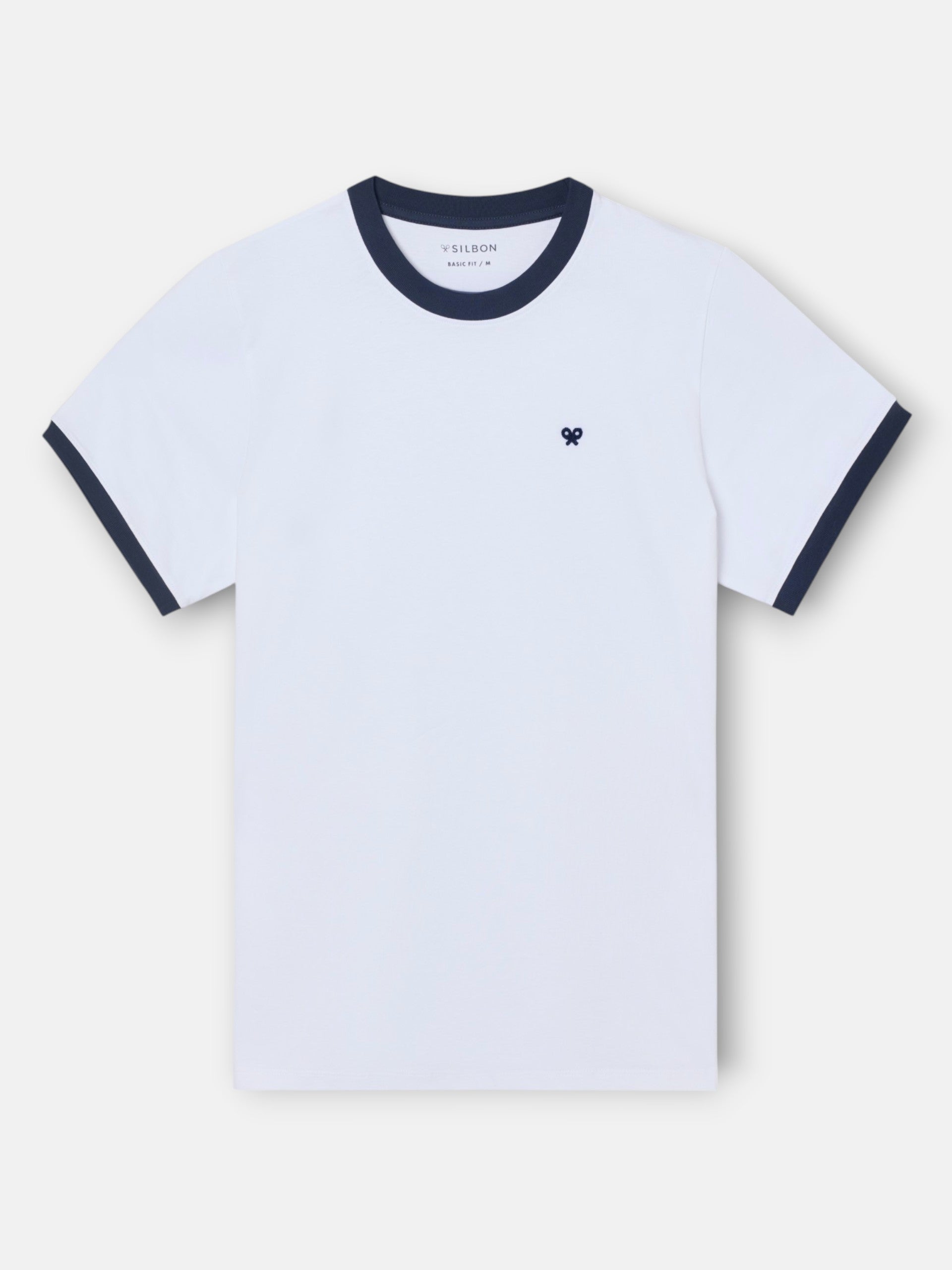 T-shirt à côtes blanches avec contraste éponge