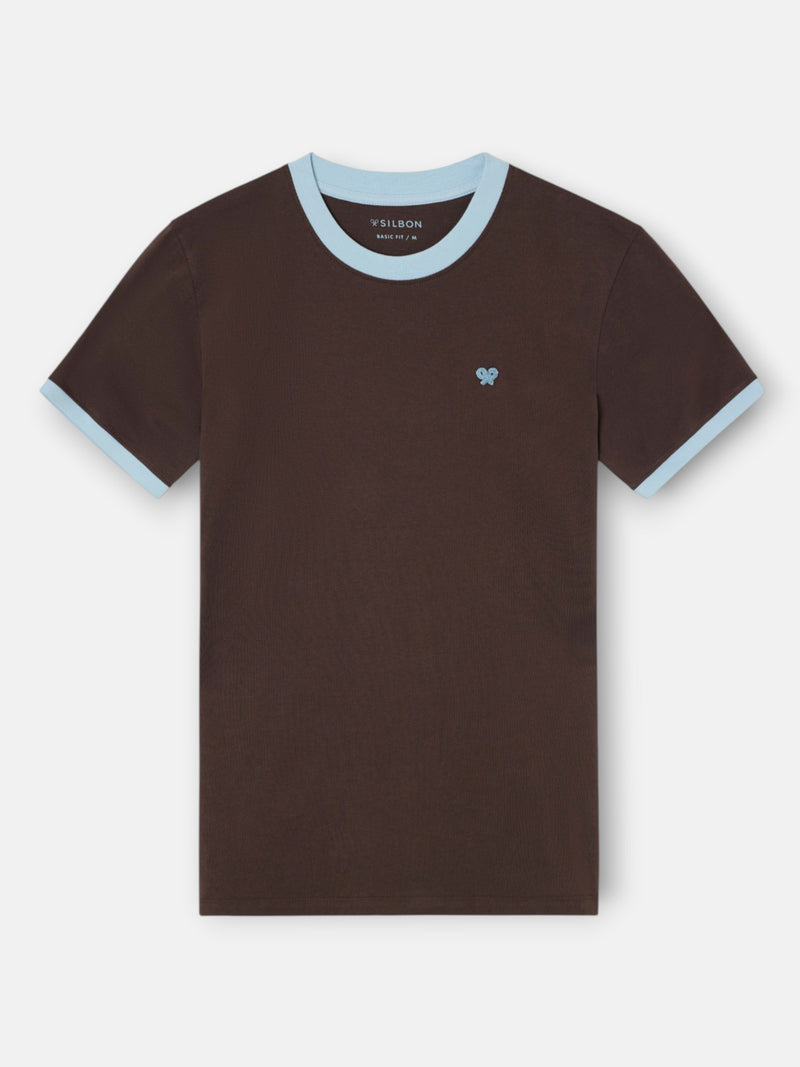 Camiseta ribs contraste rizo marron