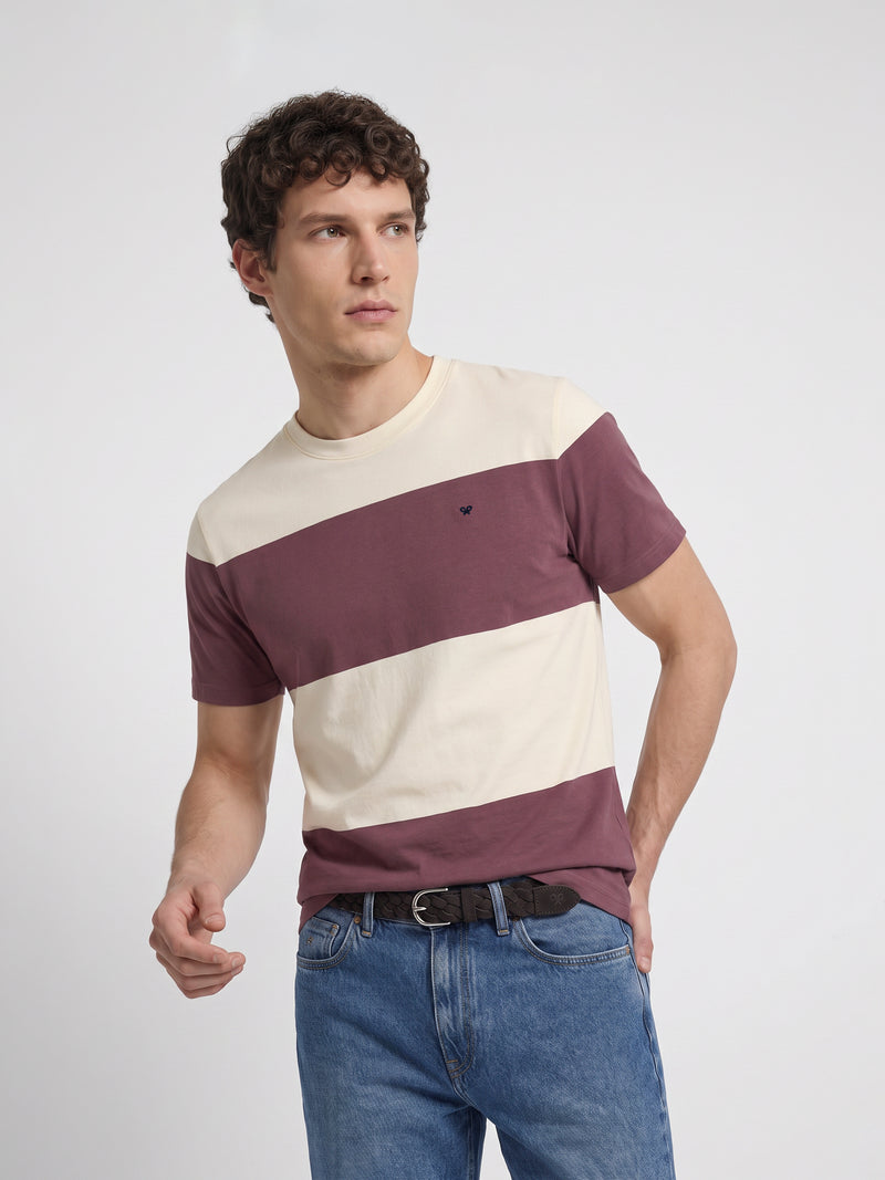 T-shirt à rayures larges bordeaux