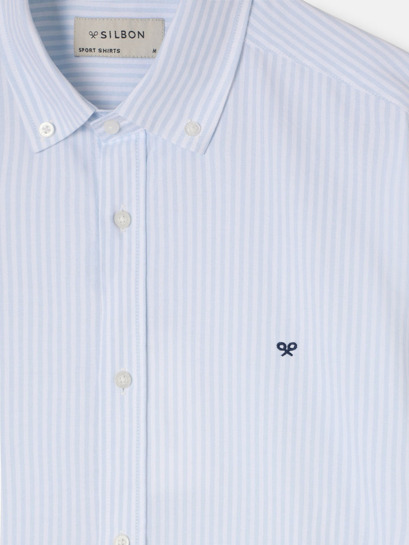 Light blue striped Oxford sport shirt