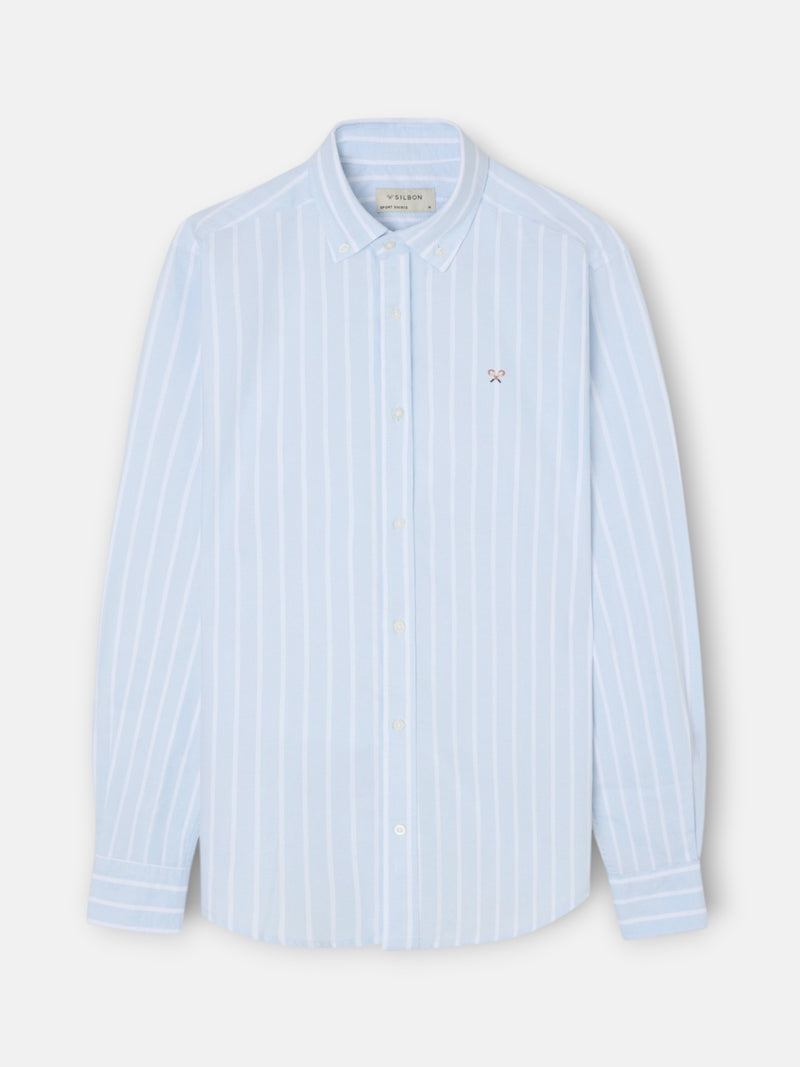 Camisa sport oxford raya ancha celeste