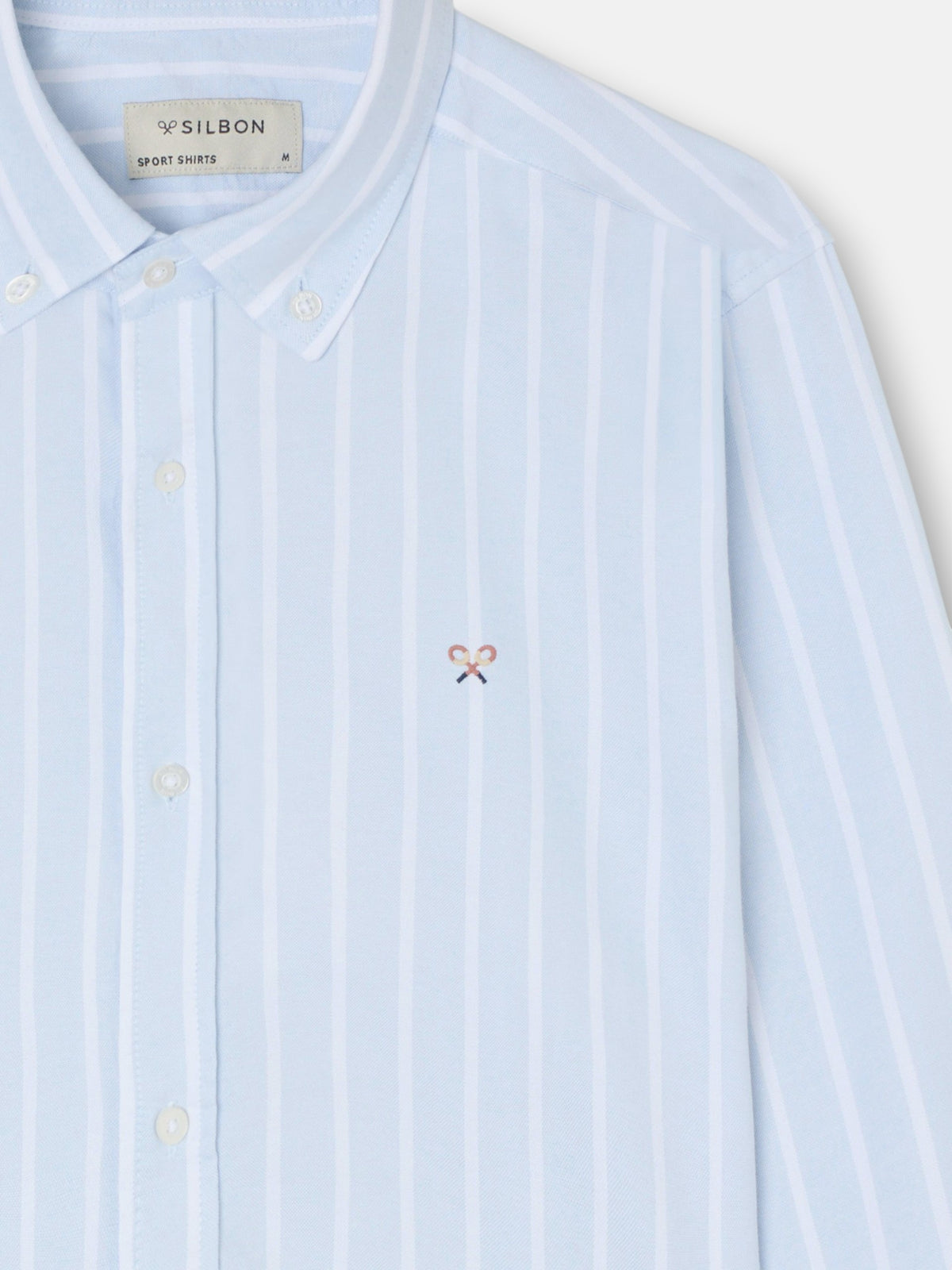 Camisa sport oxford raya ancha celeste
