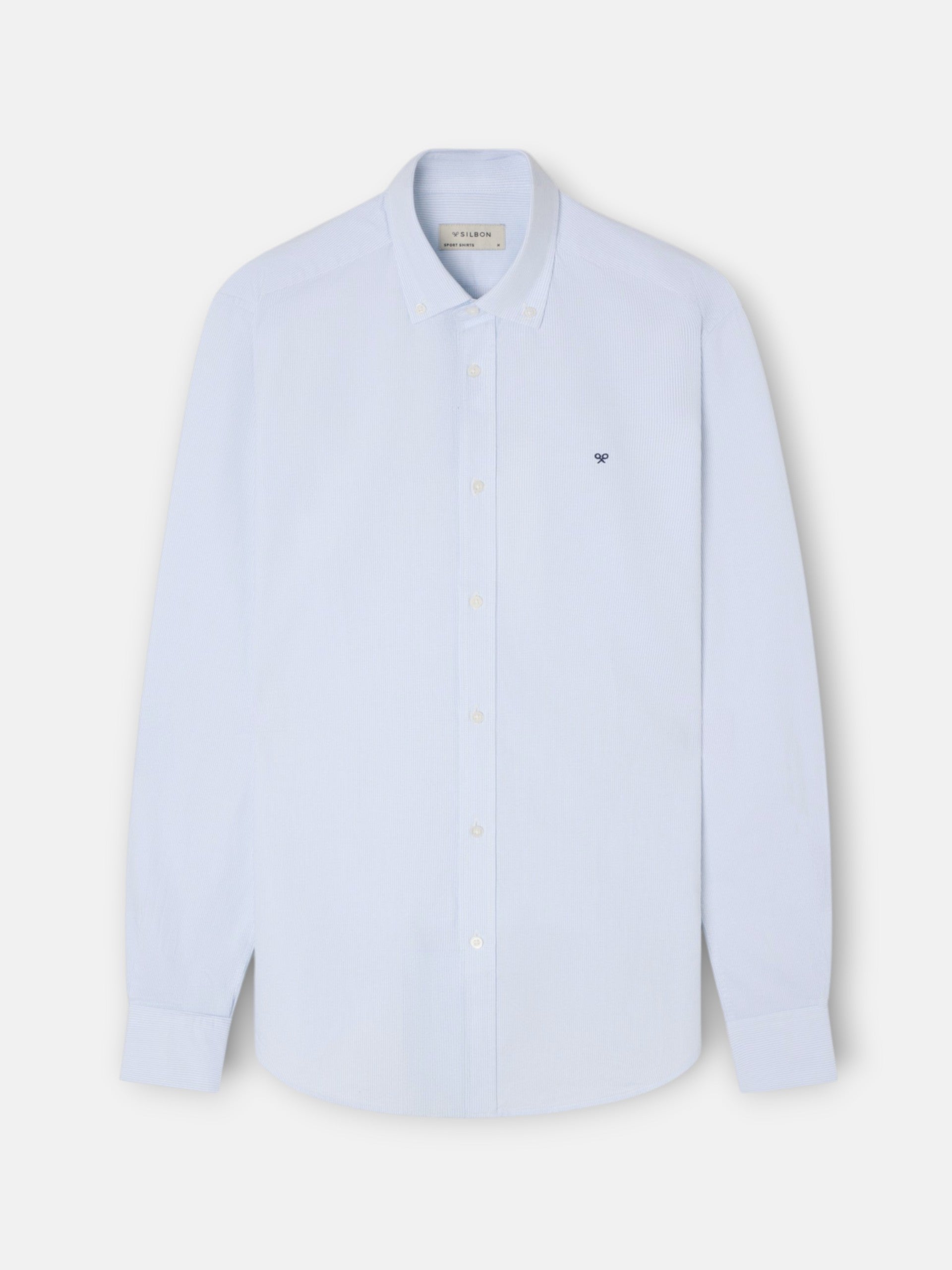 Chemise sport oxford à fines rayures bleu ciel