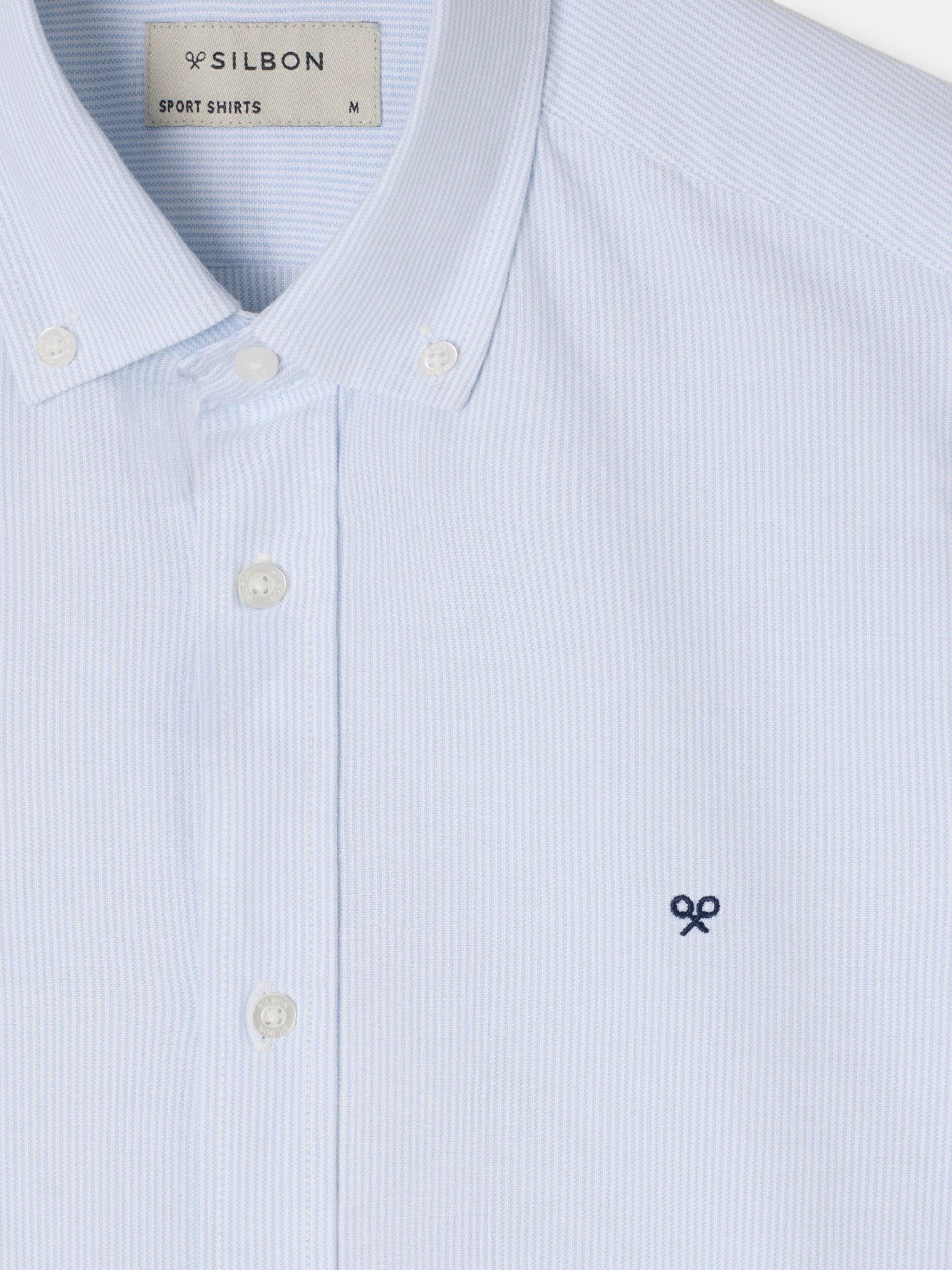 Chemise sport oxford à fines rayures bleu ciel