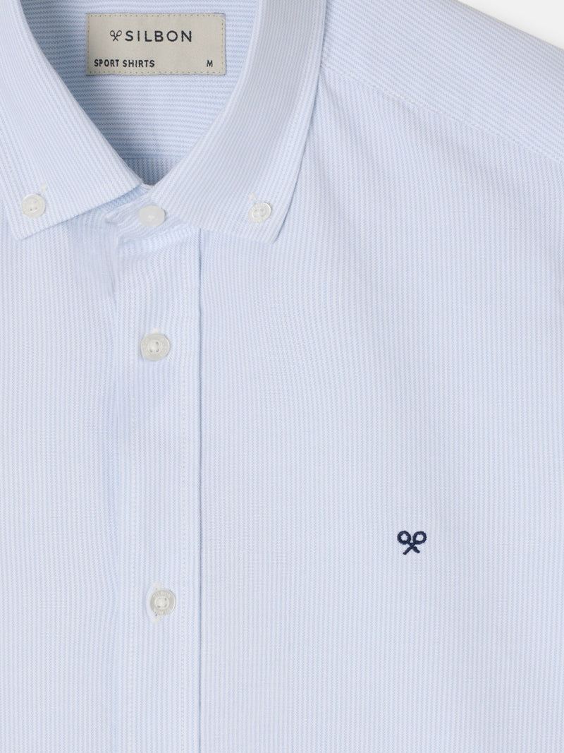 Light blue oxford striped sport shirt