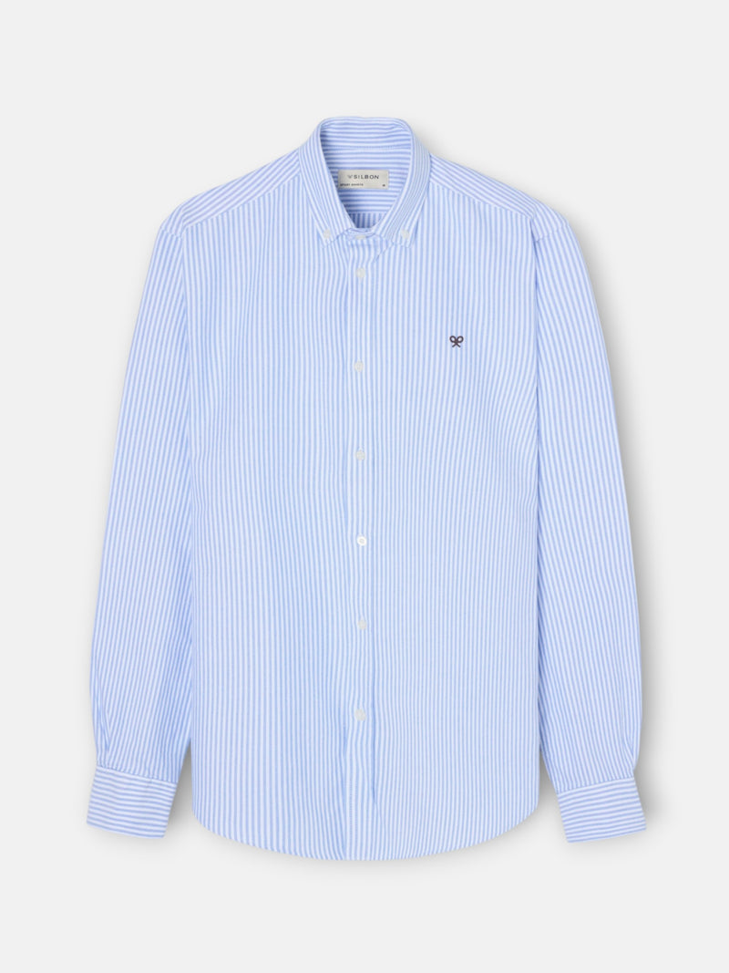 Camisa sport oxford raya media azul