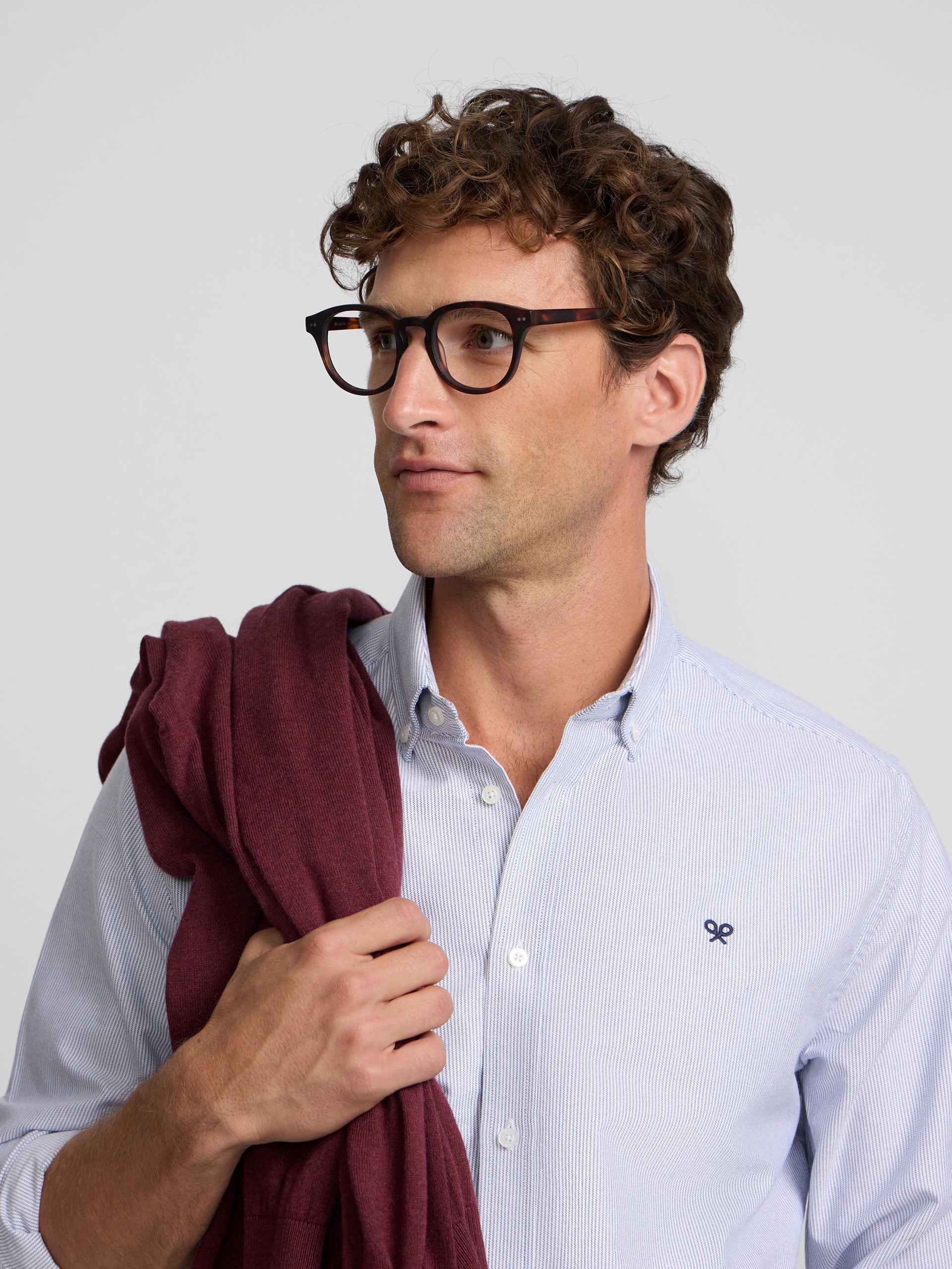 Camisa sport oxford mil rayas navy