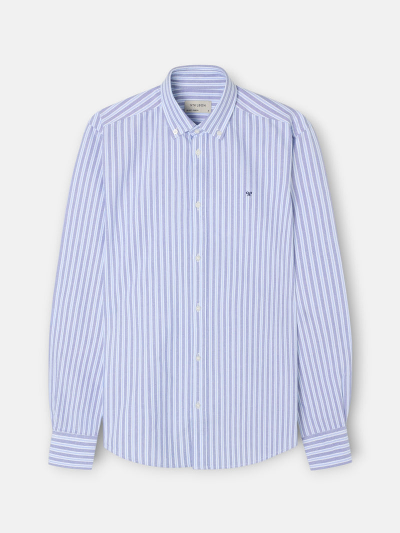 Camisa sport oxford raya bicolor navy celeste