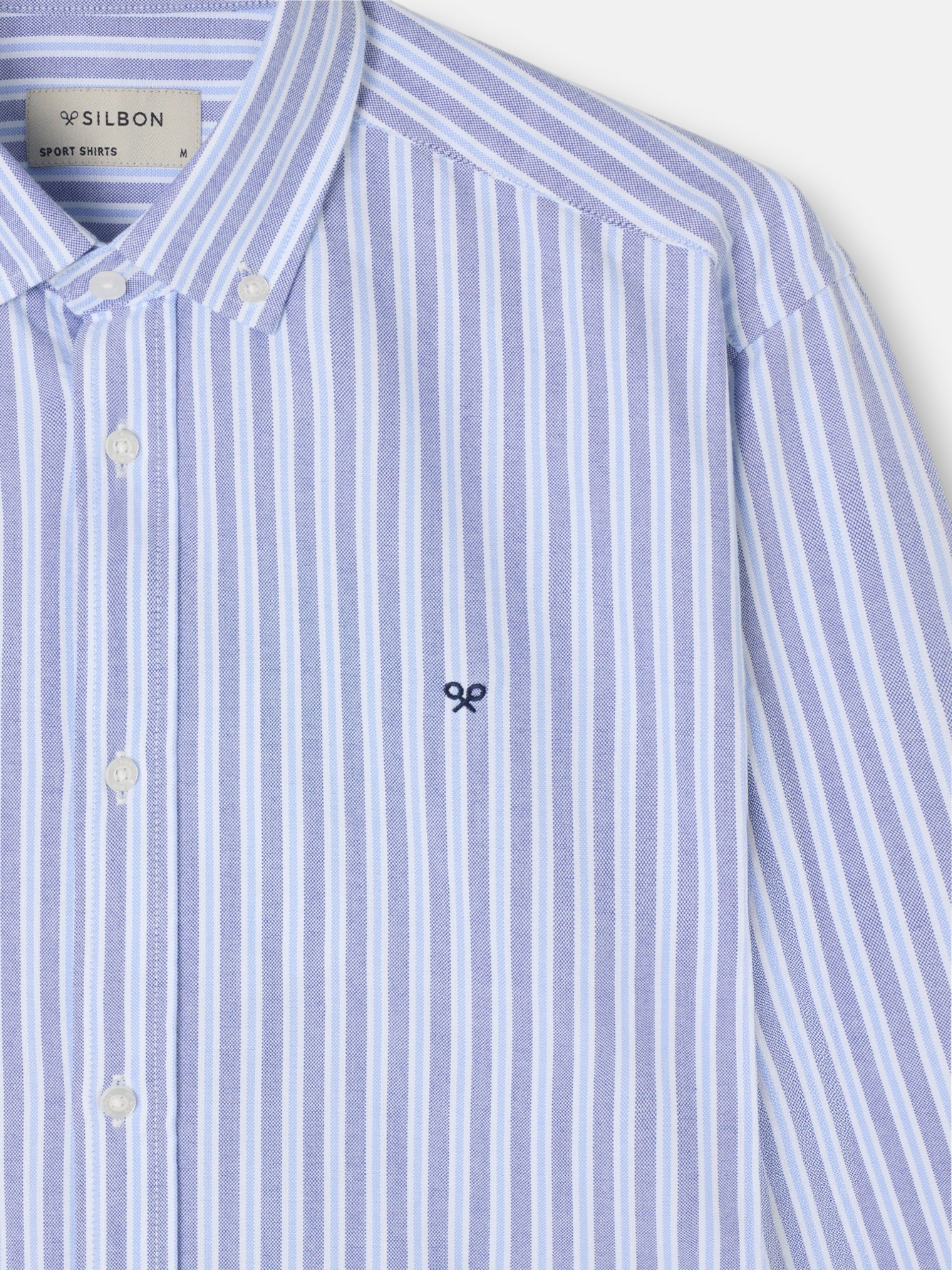 Camisa sport oxford raya bicolor navy celeste