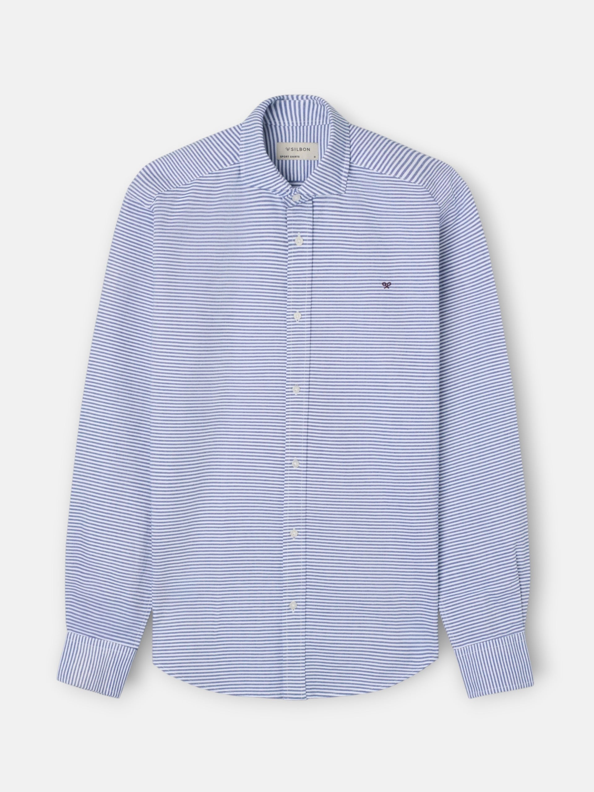 Camisa sport oxford rayas horizontales marino