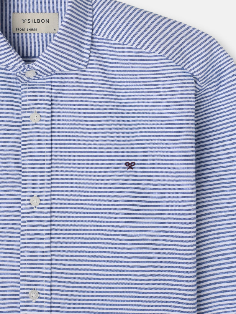 Camisa sport oxford riscas horizontais azul-marinho