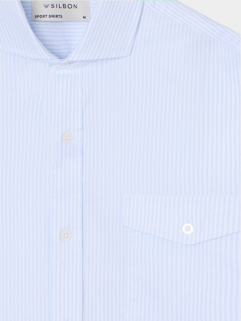 Chemise sport cruise à poche rayée bleue