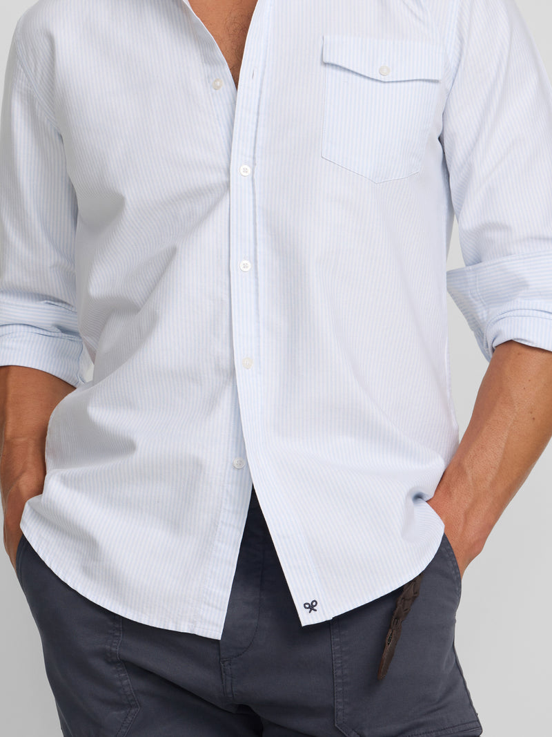 Chemise sport cruise à poche rayée bleue
