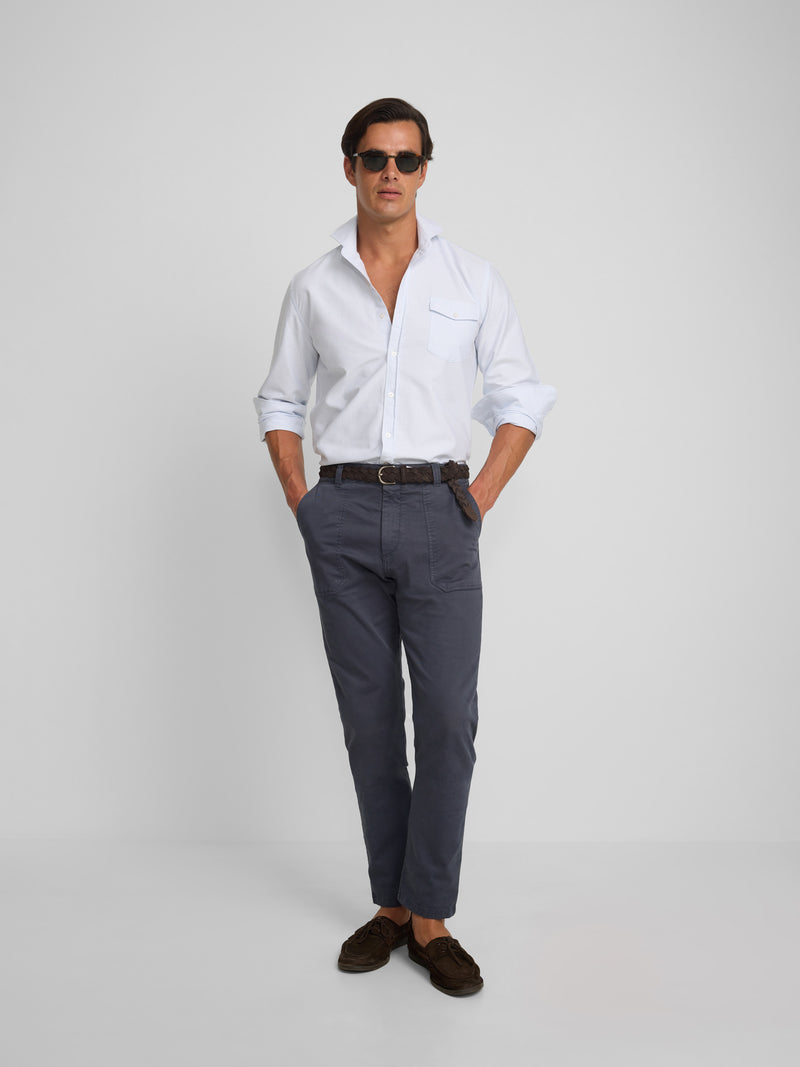 Chemise sport cruise à poche rayée bleue