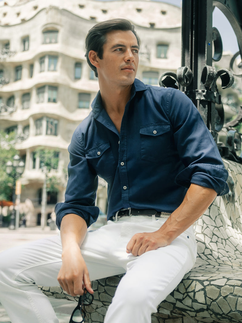 Camisa sport cruise bolsos azul-marinho