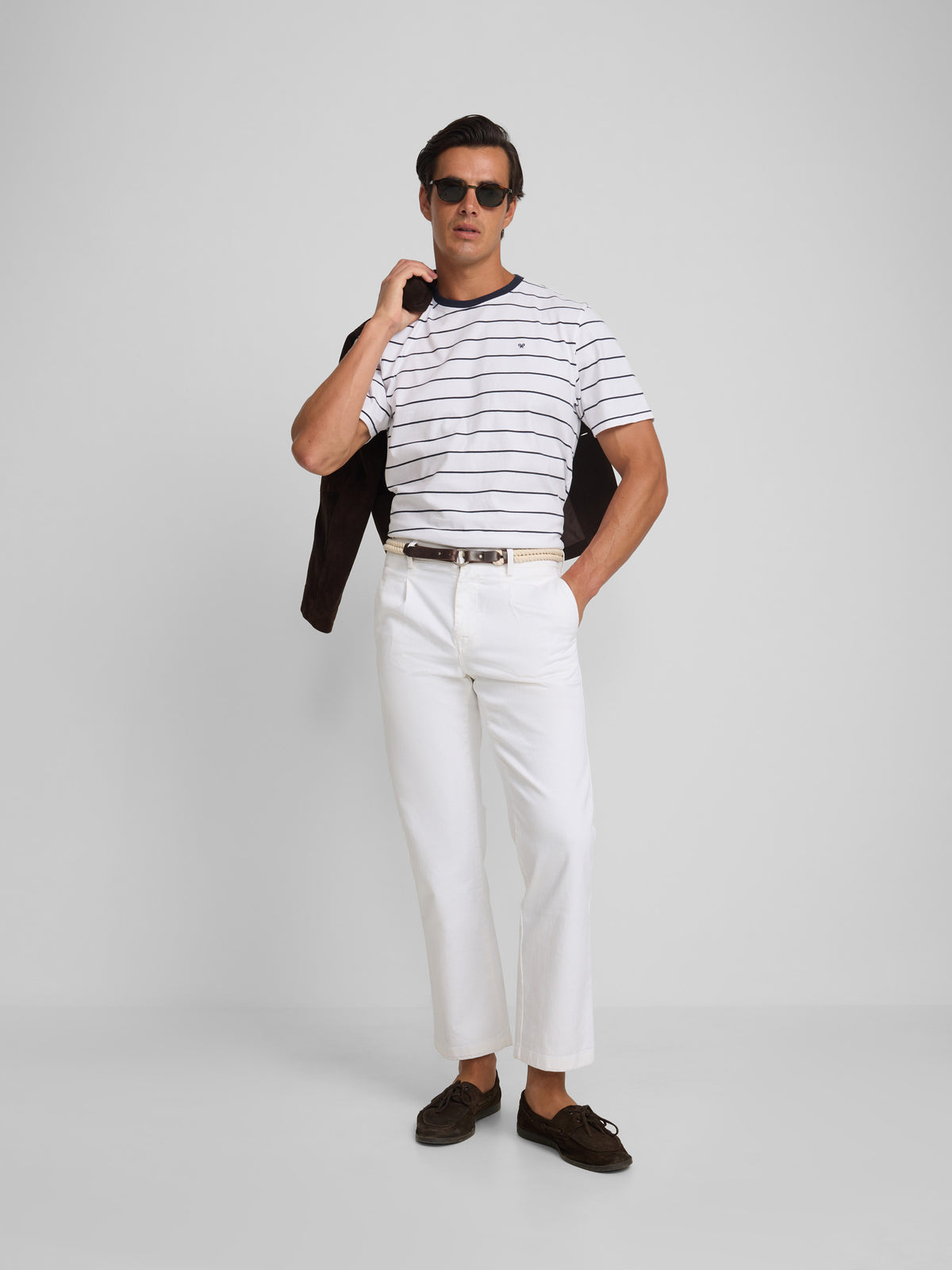 Cruise T-shirt with fine blue stripes
